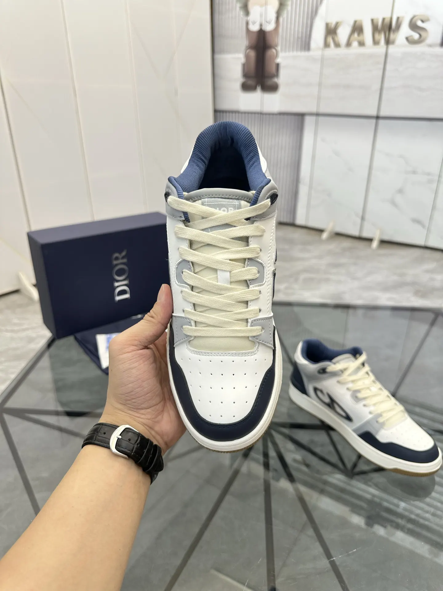 Dior B57 米蓝拼色牛皮休闲鞋 低帮