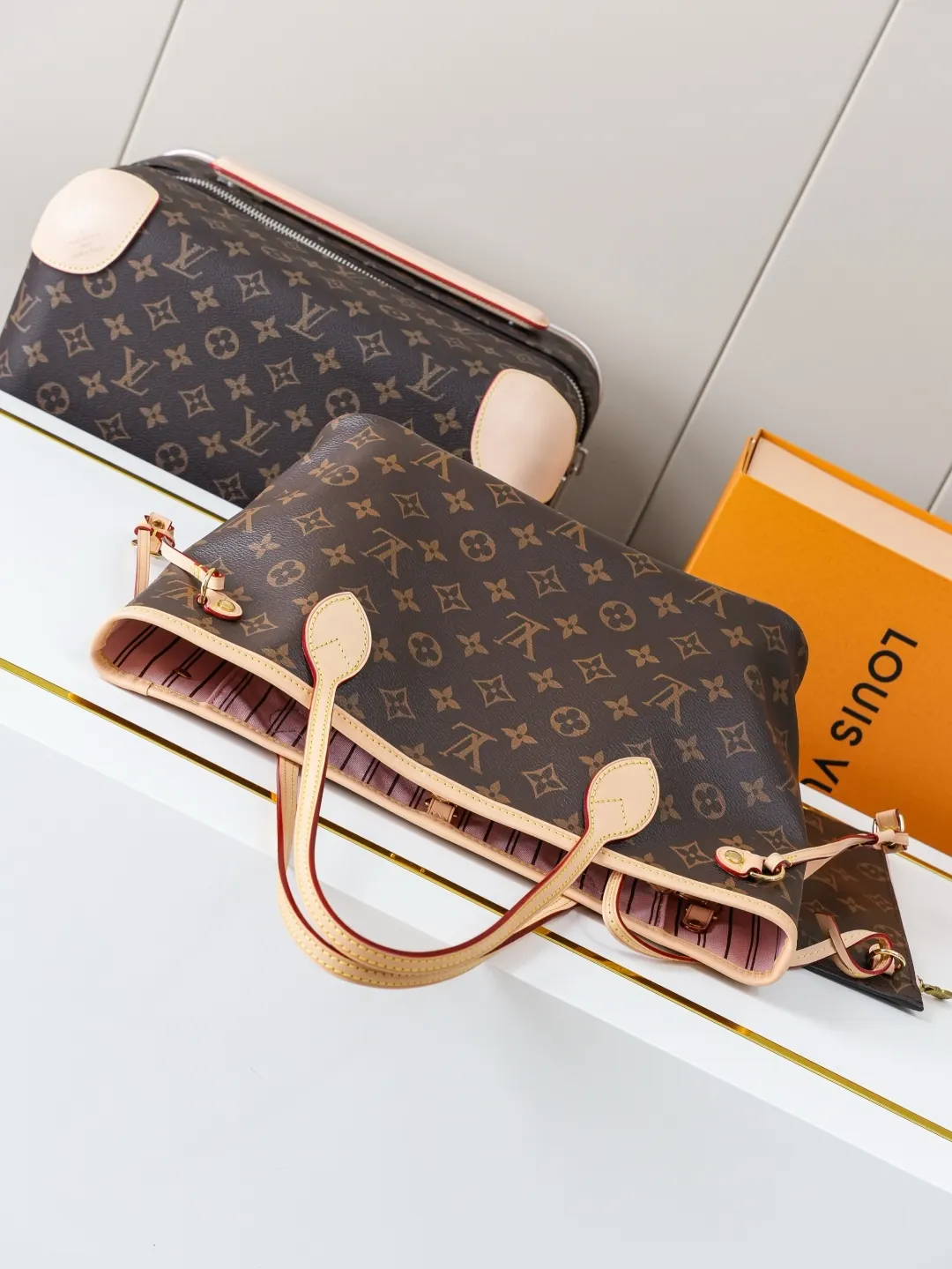 Neverfull 老花 牛皮 托特包 大容量托特款