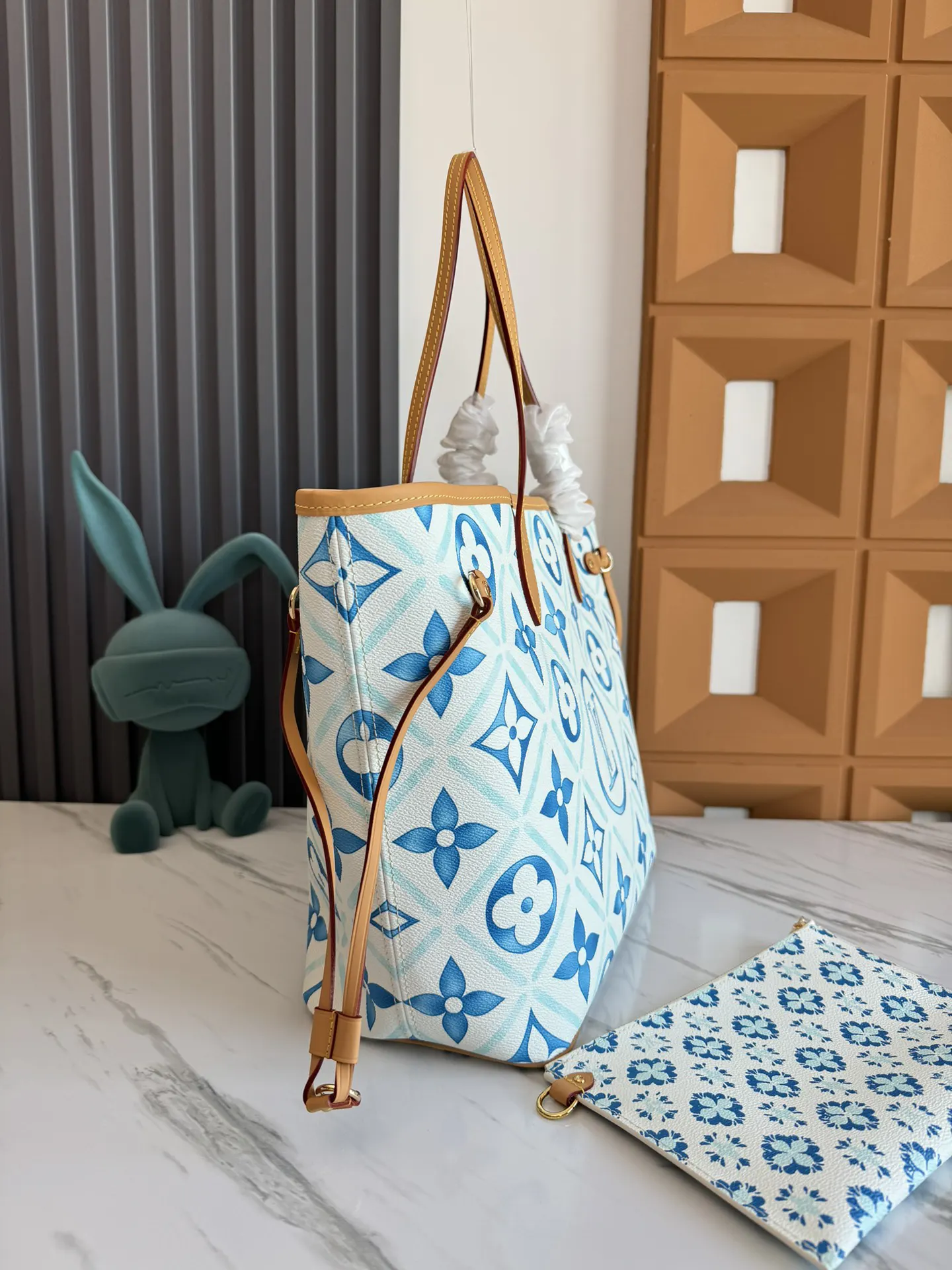 Louis Vuitton Red Blue Tote Bag Canvas