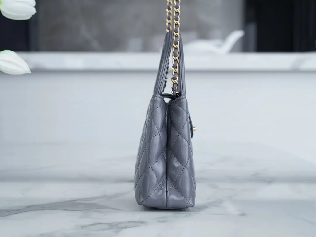 CHANEL 黑色 灰色 羊皮 手提包 通勤手提款