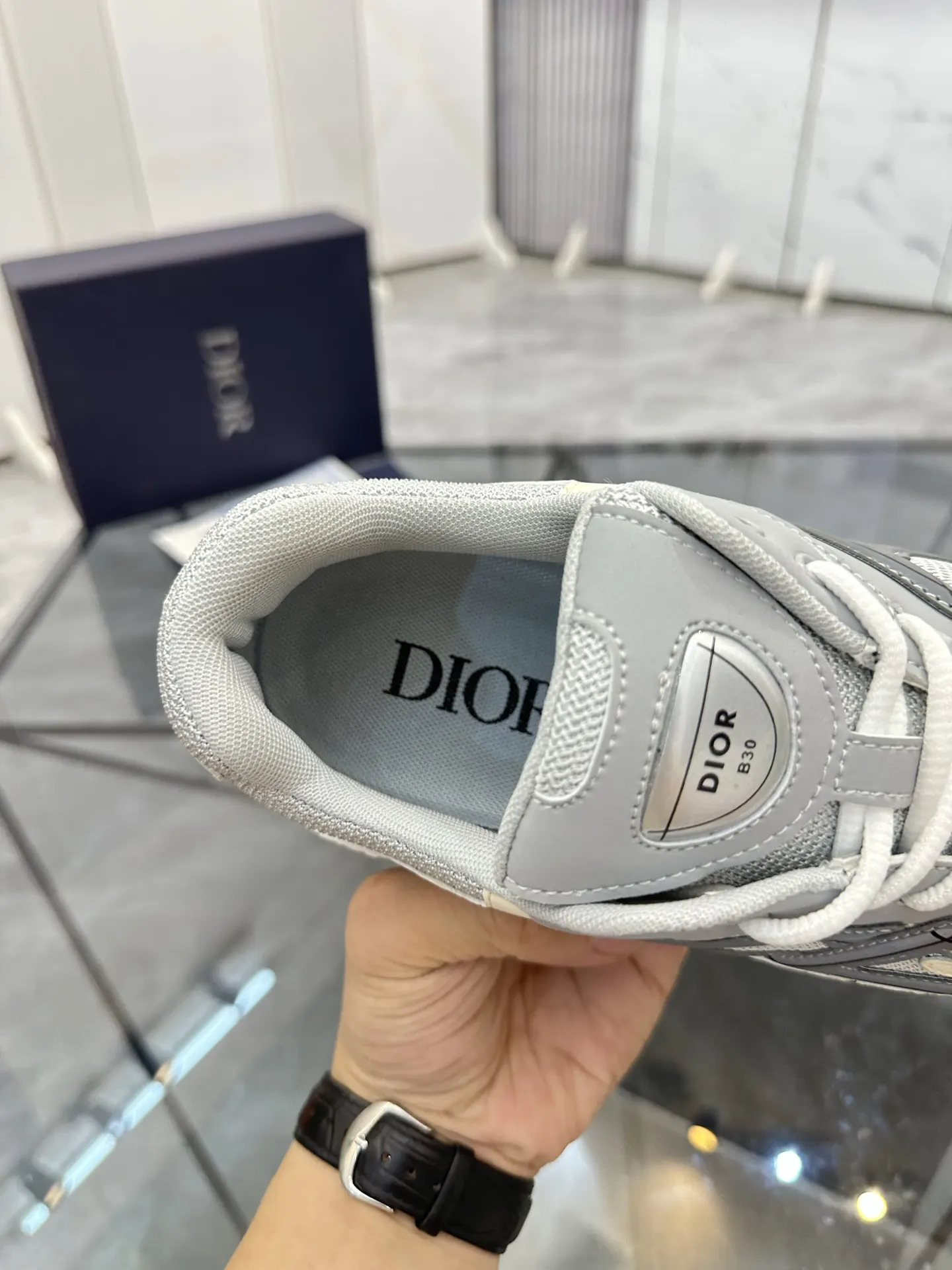 Dior B22 黑绿拼色牛皮运动鞋 休闲款