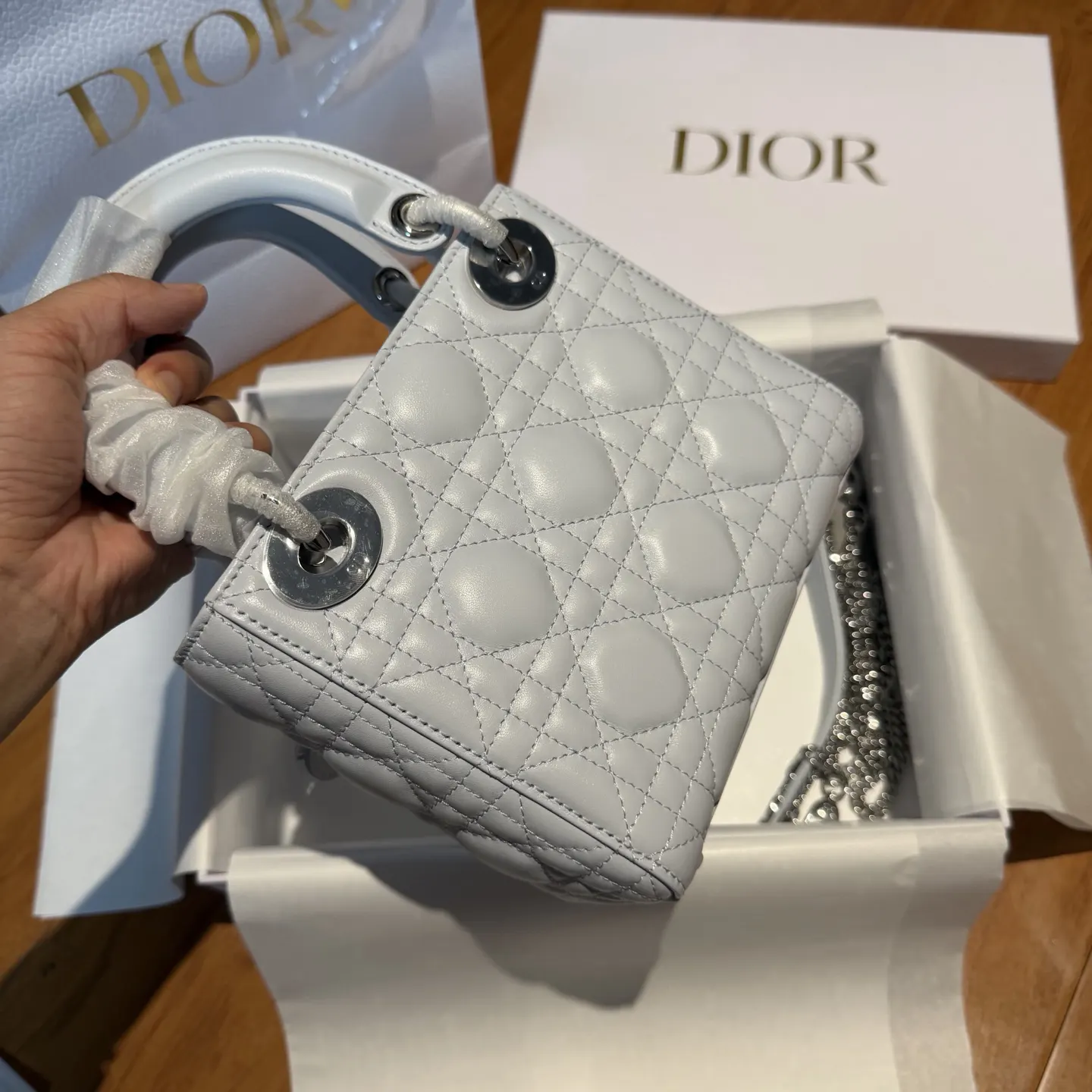 Dior Lady 藍色 羊皮 鏈條包 精致鏈條款