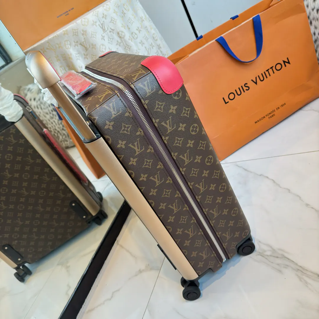 LV 棕色 老花 帆布 ｜ 版 登机行李箱 四轮 旅行拉杆款 轻便出行款