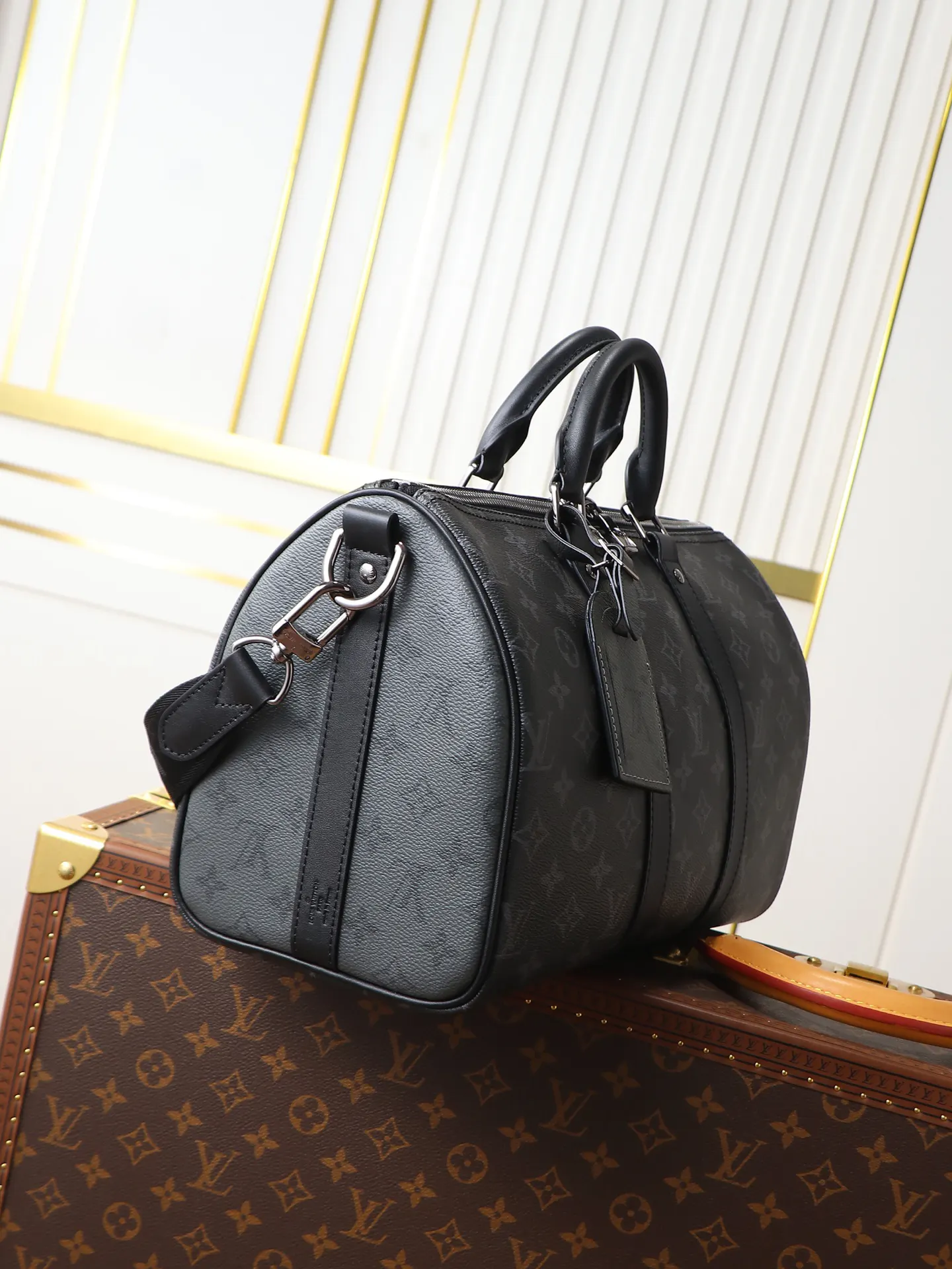 Keepall 帆布 黑色花纹 Keep 旅行袋 大容量旅行款