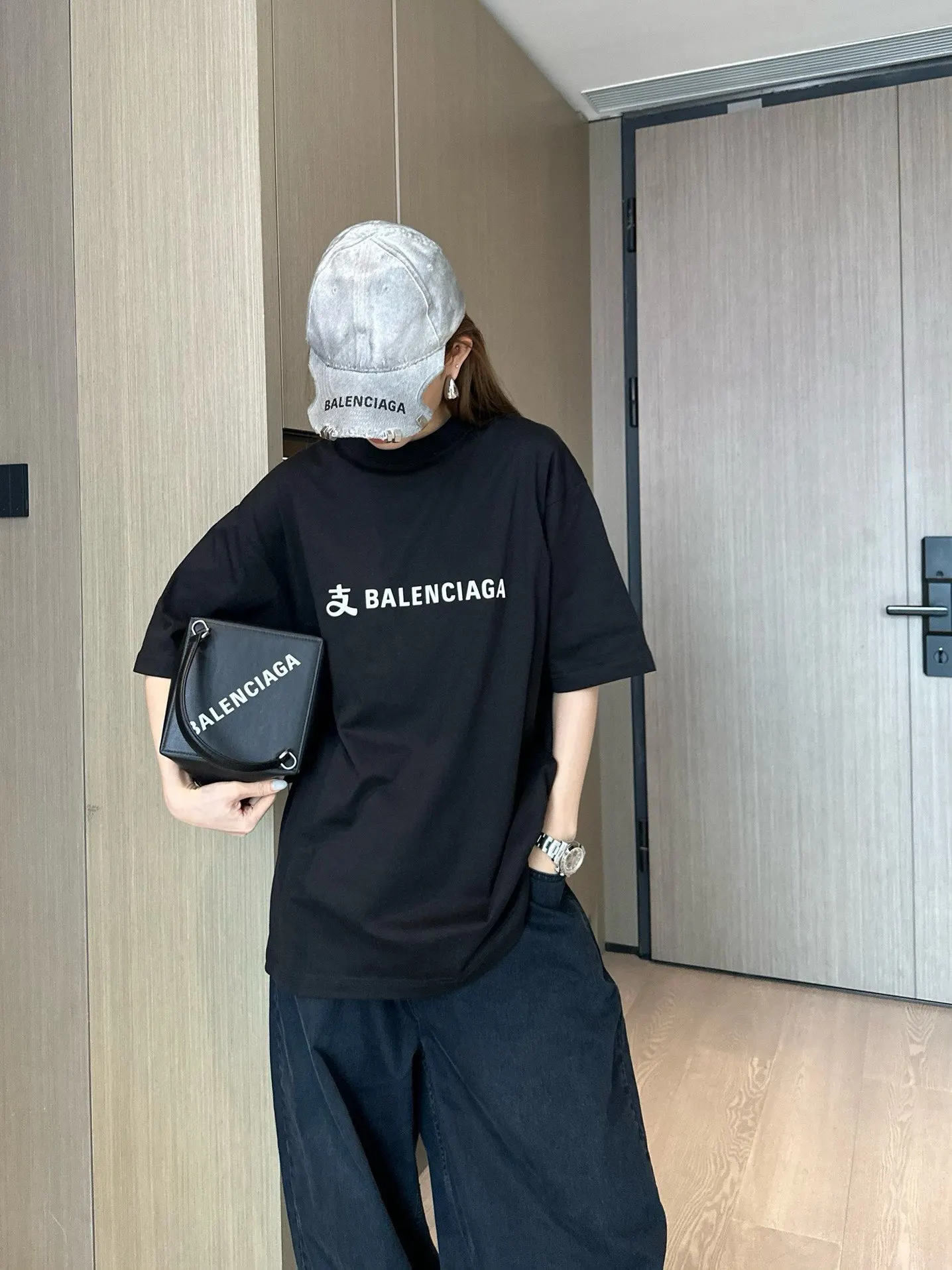 Balenciaga 26SS 黑色 印花 水洗 短袖T恤