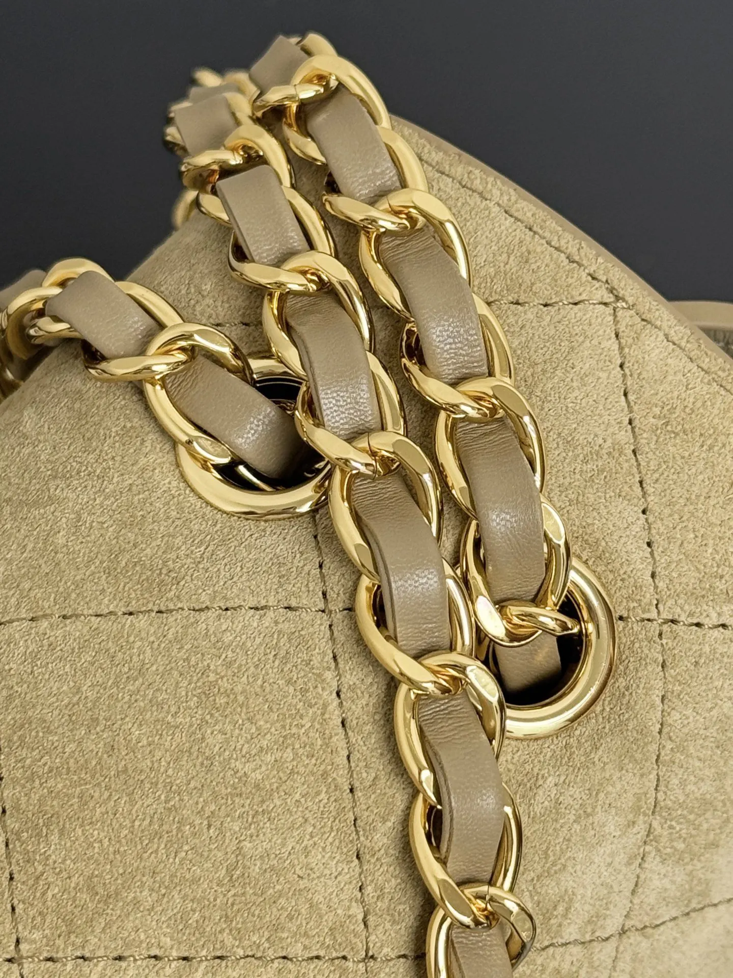 Beige Gold Chain Bag