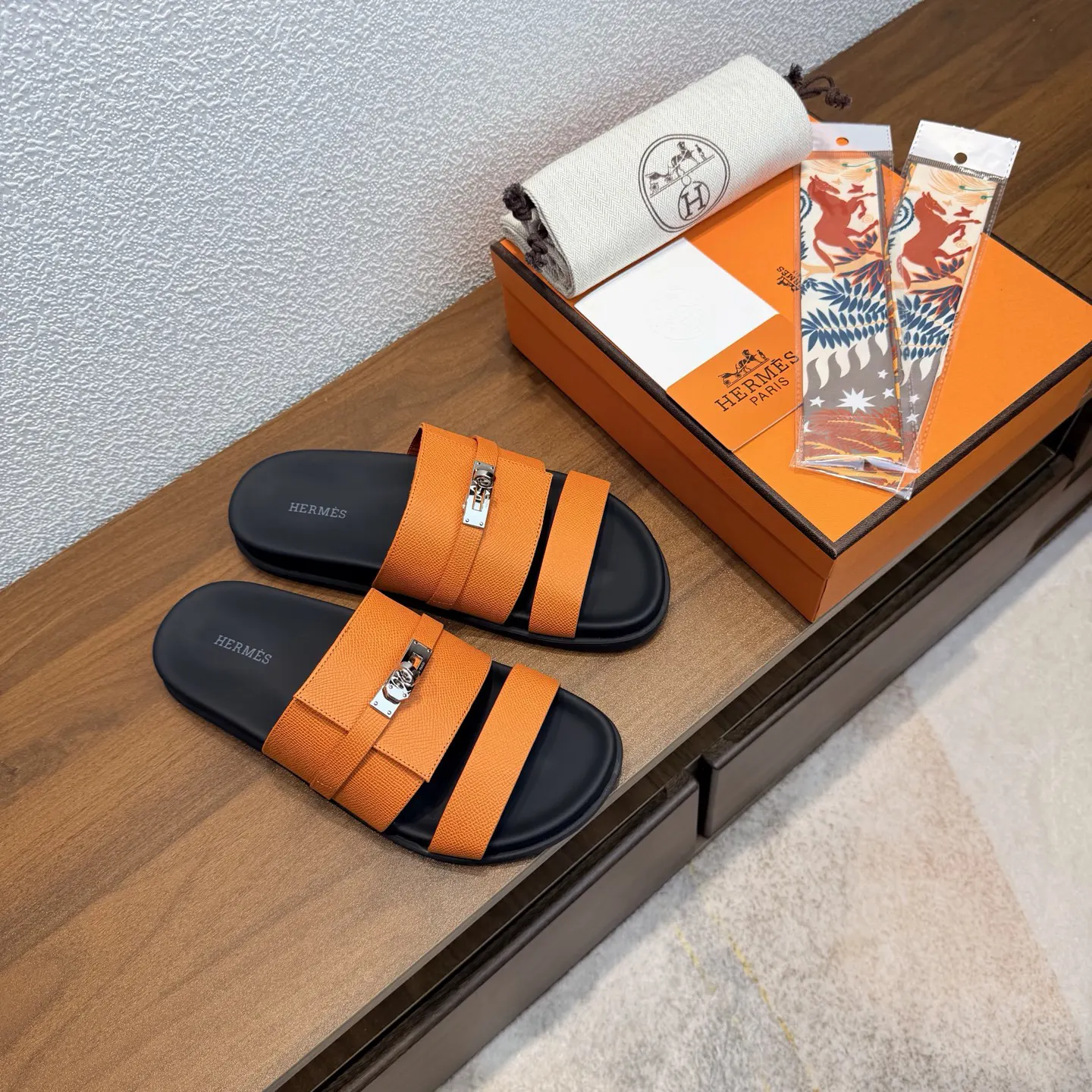 Hermès Leather Slides