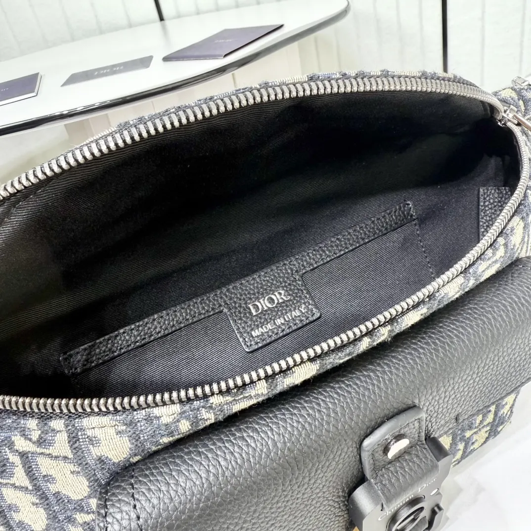 Black Beige Organizer Pouch Travel Leather