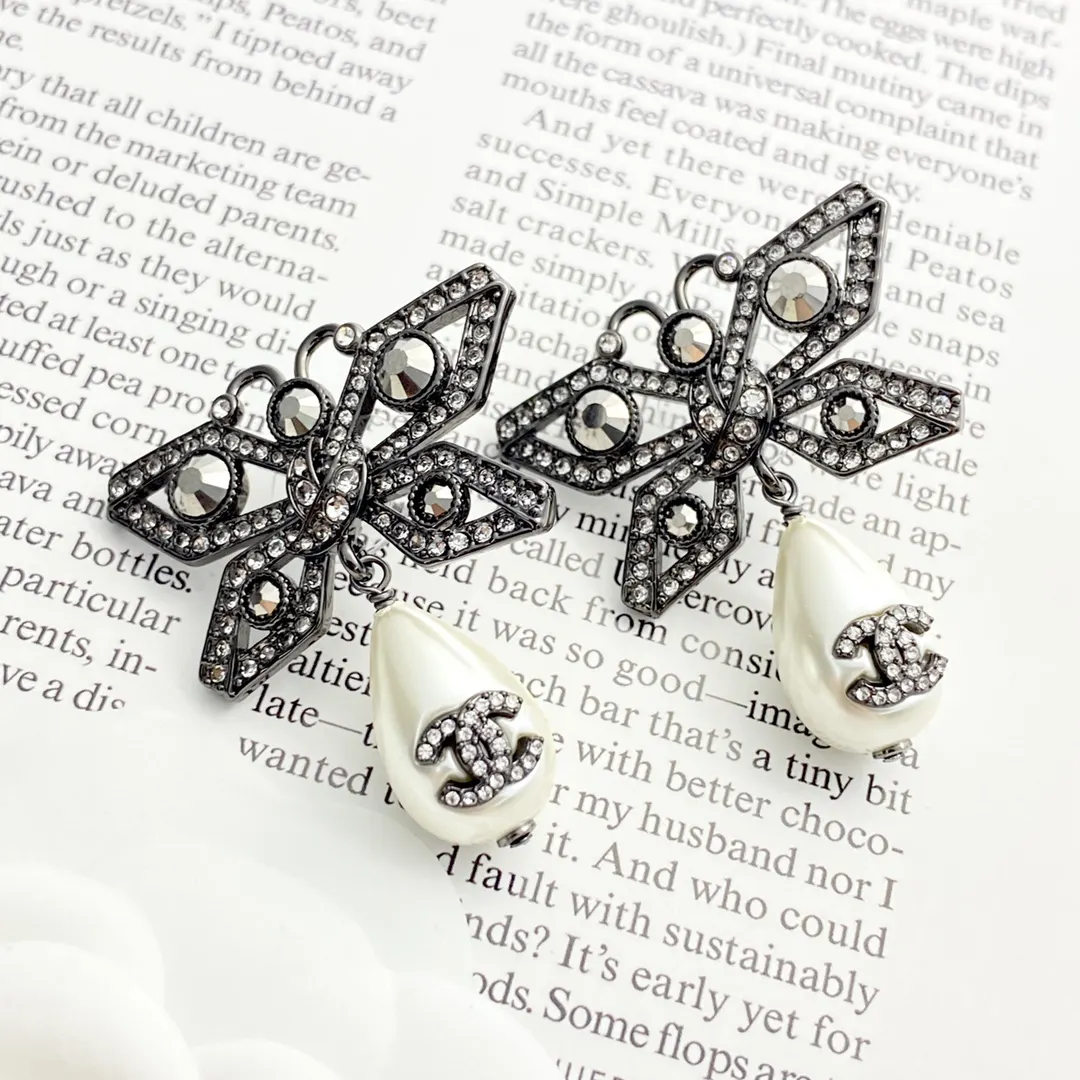 Chanel Gray Pearl Earrings