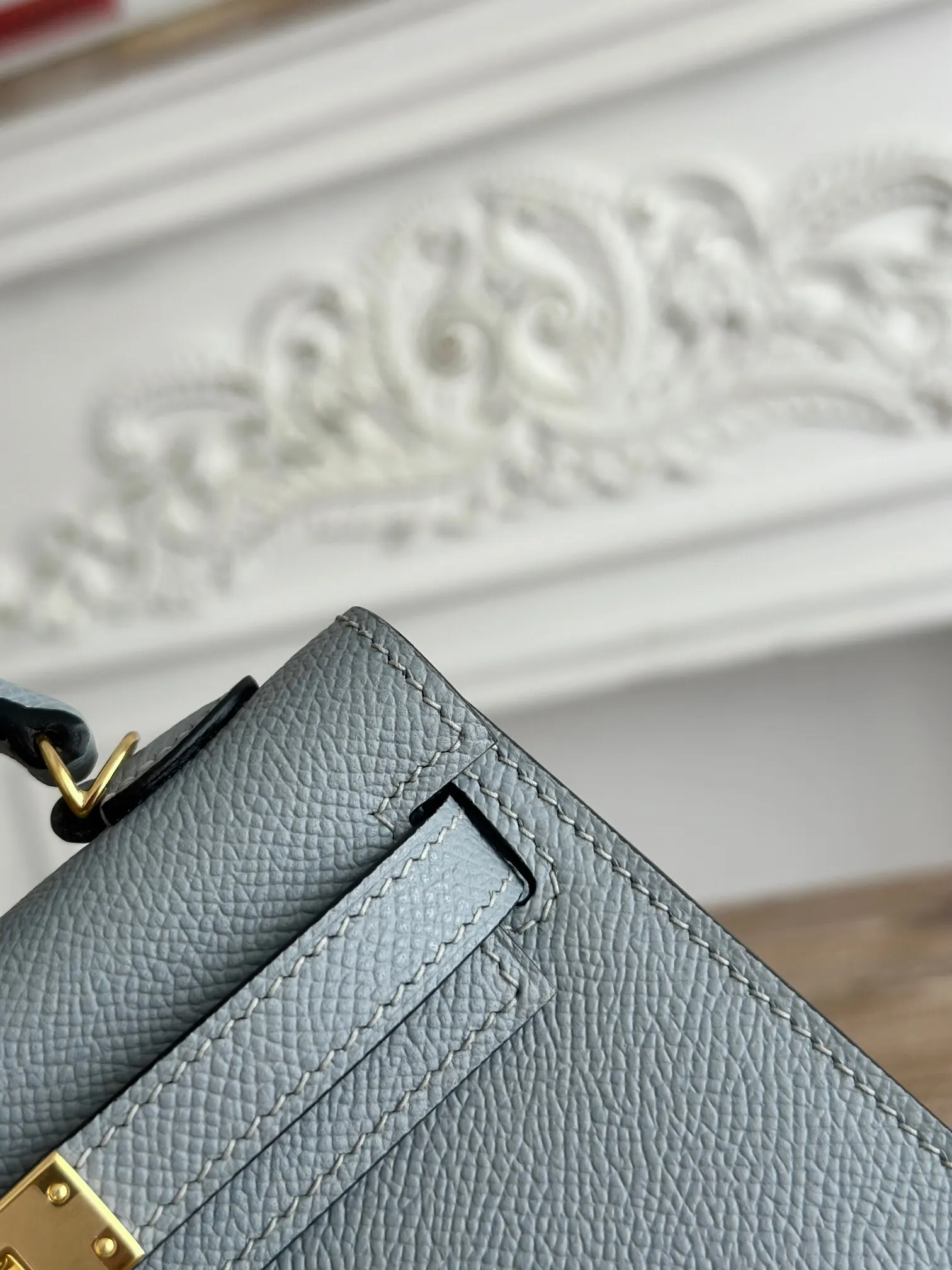 Hermès Kelly 亚麻蓝 Epsom掌纹牛皮 斜挎包 19cm