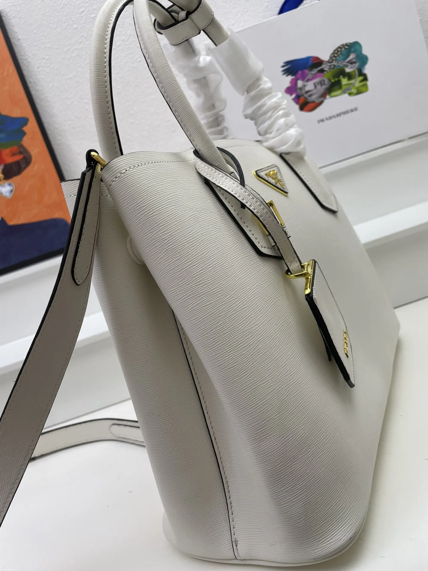 Prada Saffiano 十字纹牛皮 购物袋 輕便实用 托特包