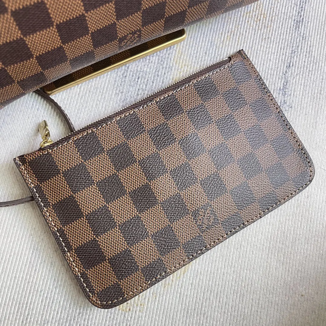 LV Neverfull 金色 牛皮 手拿包 精致手拿款