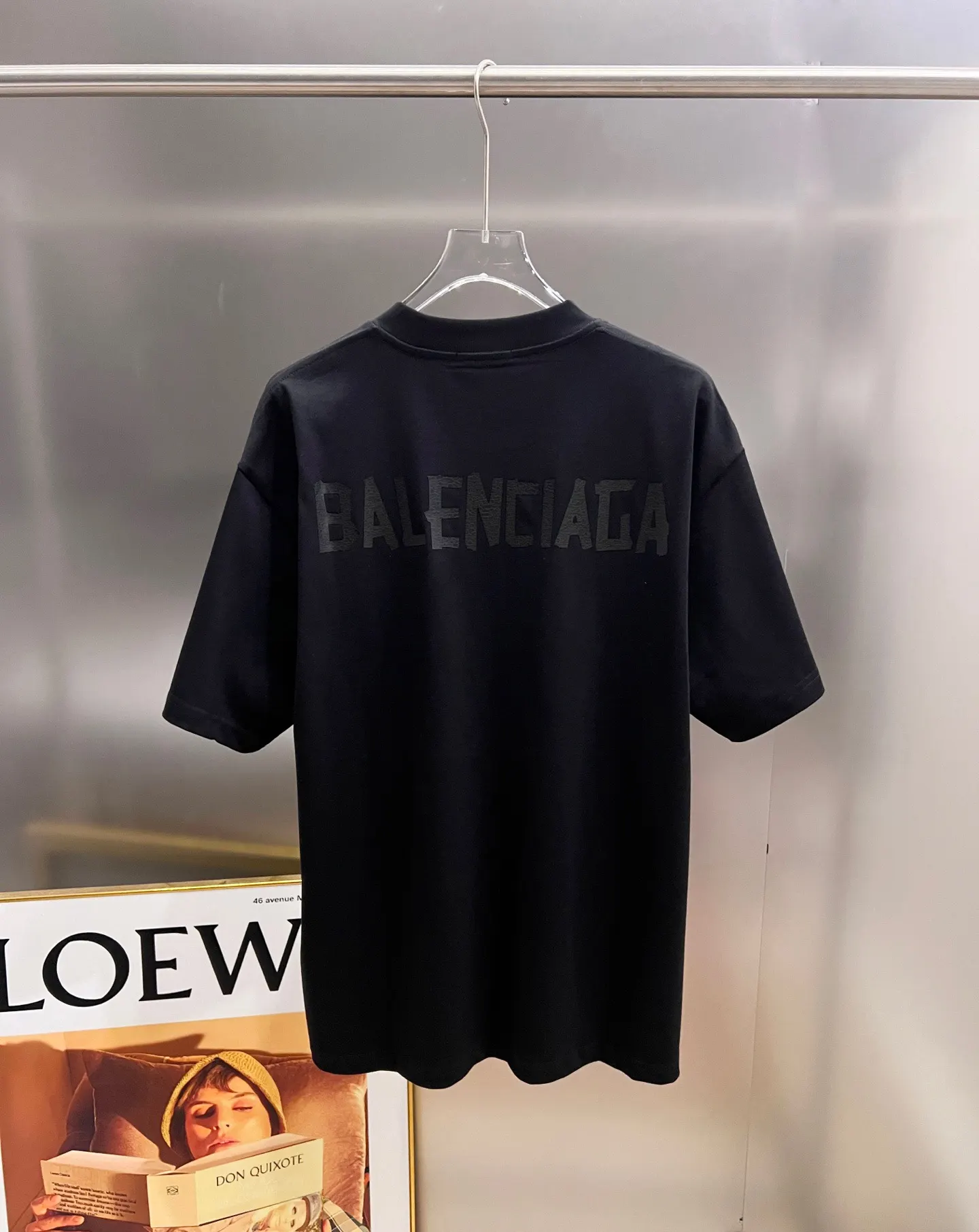 Balenciaga Black Cotton Logo Short Sleeve T-Shirt Loose