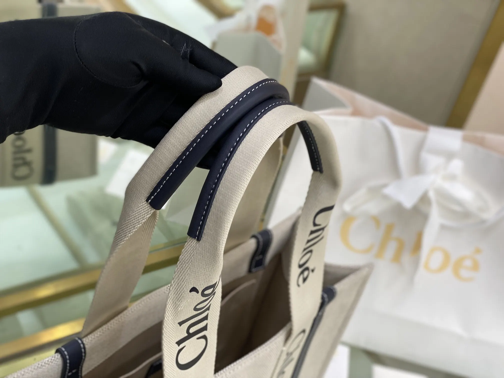 帆布 图片为中号 Chloe Woody Tote Bag 托特包 大容量托特款