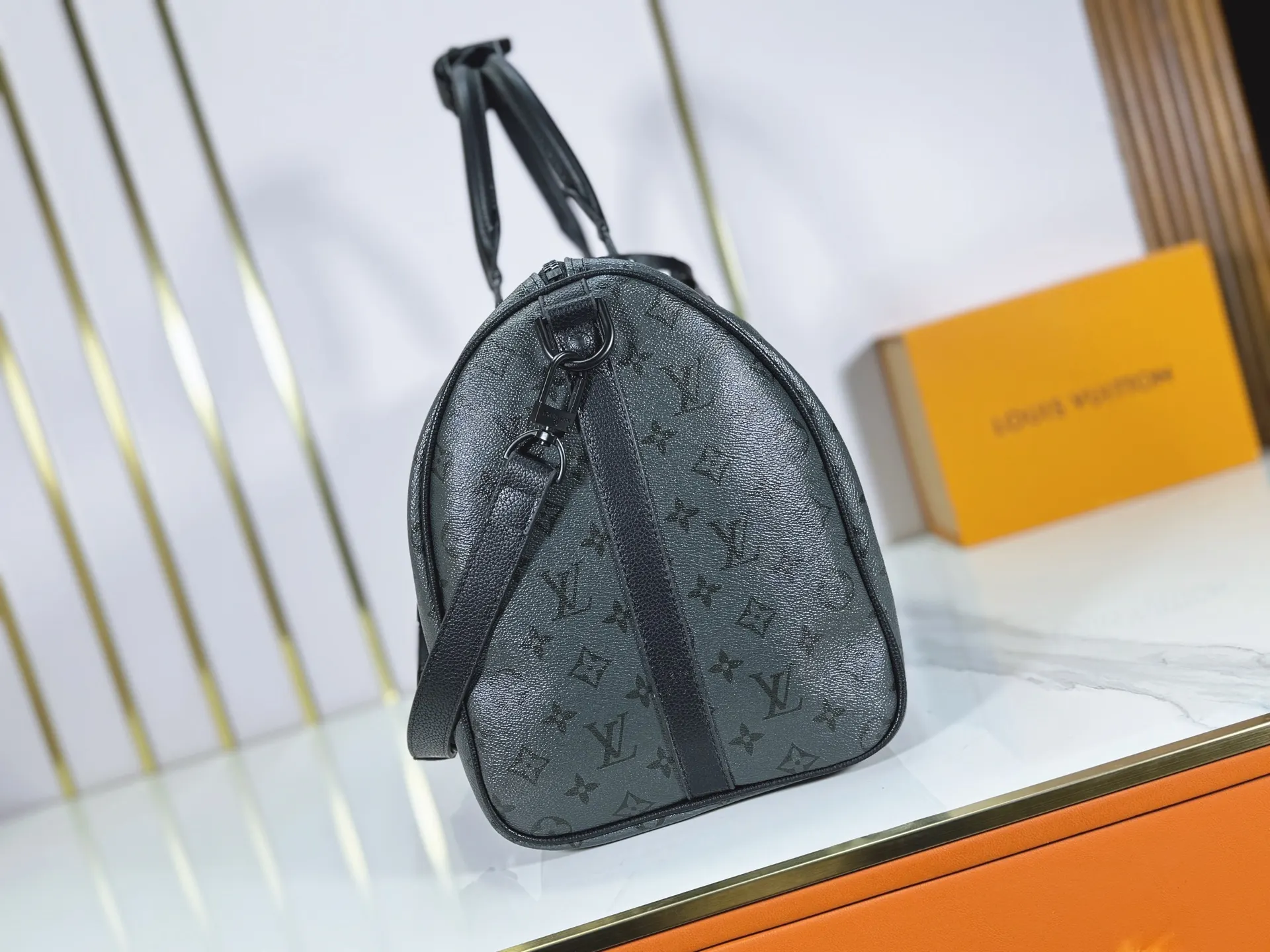 Keepall 灰色 牛皮 旅行包 大容量旅行款