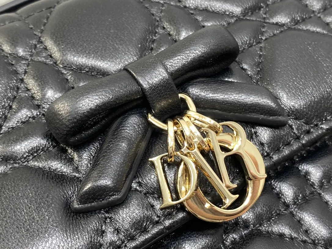Dior 黑色 羊皮 海外 邮差包女士手提斜挎包My 迷你链 链条包 精致链条款