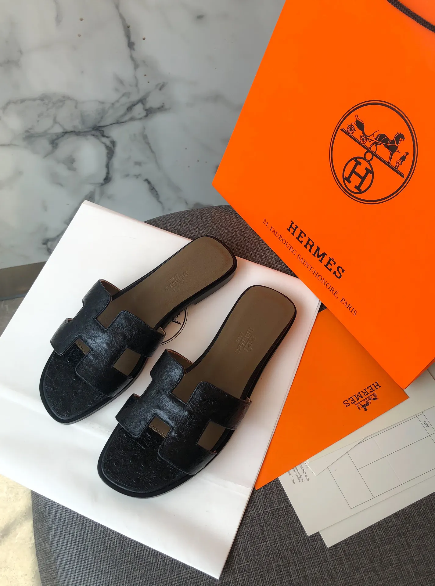 Hermès Leather Slides