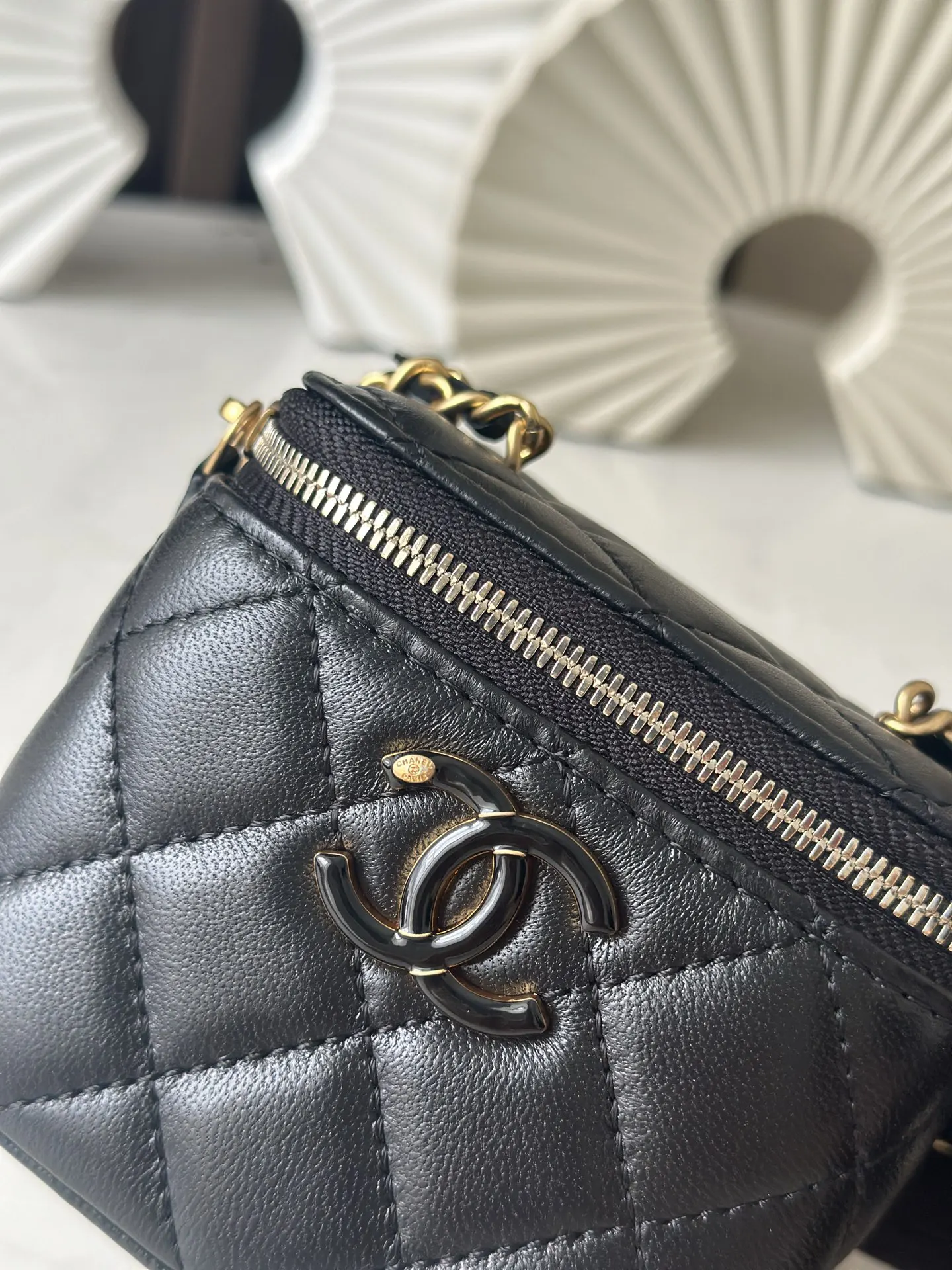 Chanel Sheepskin Chain Cosmetic Bag Shoulder and Crossbody Wear