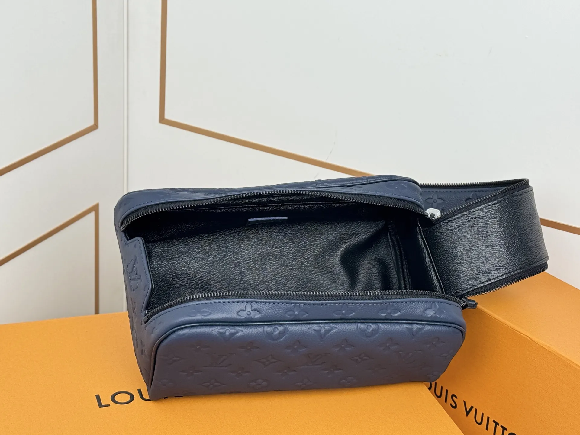 Black Monogram Cosmetic Pouch