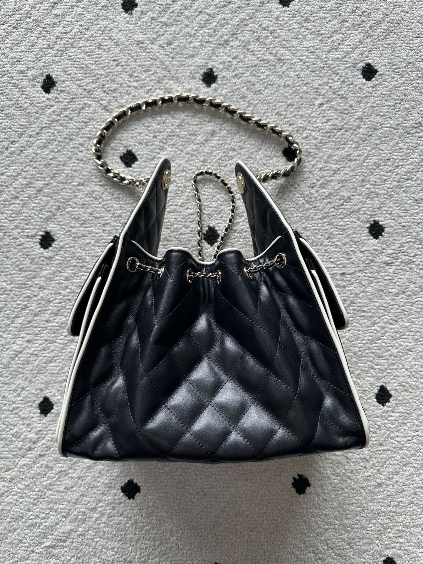Black White Backpack Leather