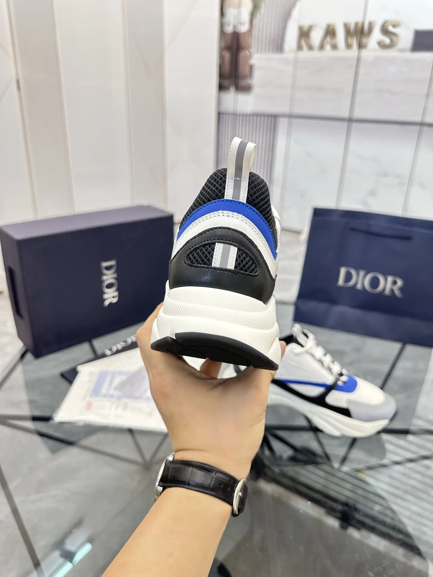 Dior B22 蓝色/白色 皮革 运动鞋