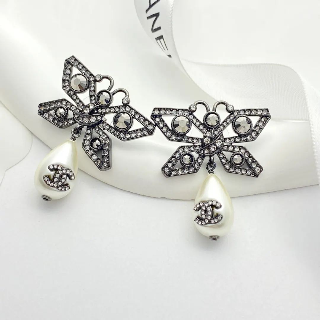 Chanel Gray Pearl Earrings