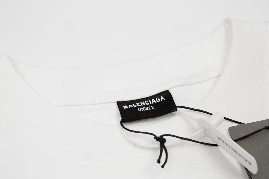 Balenciaga 做舊字母印花圓領短袖T恤 白色