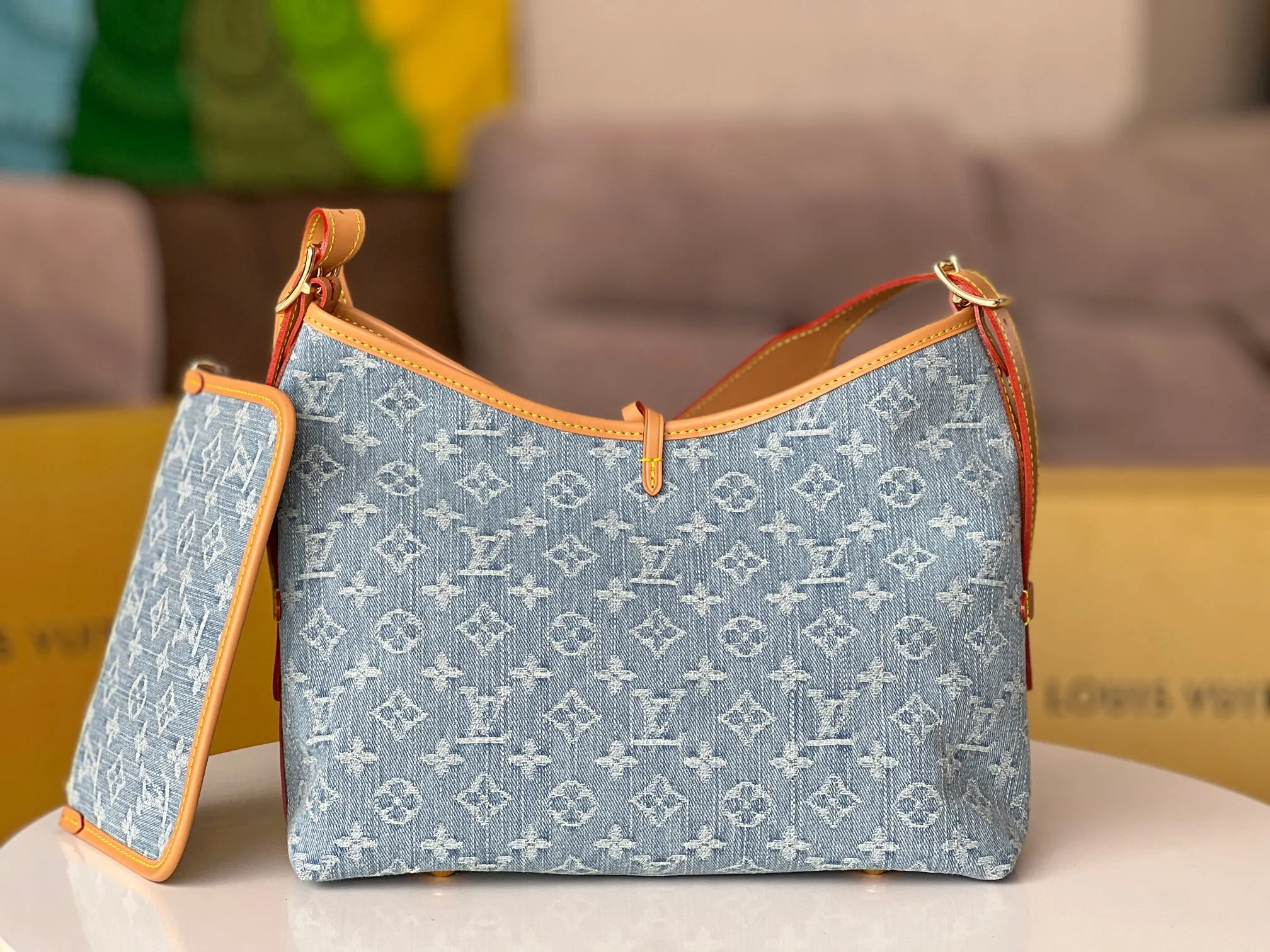 CarryAll 藍色 牛仔 帆布 手拿包 精致手拿款