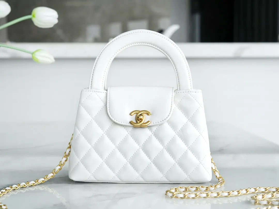 CHANEL 黑色 白色 羊皮 手提包 通勤手提款