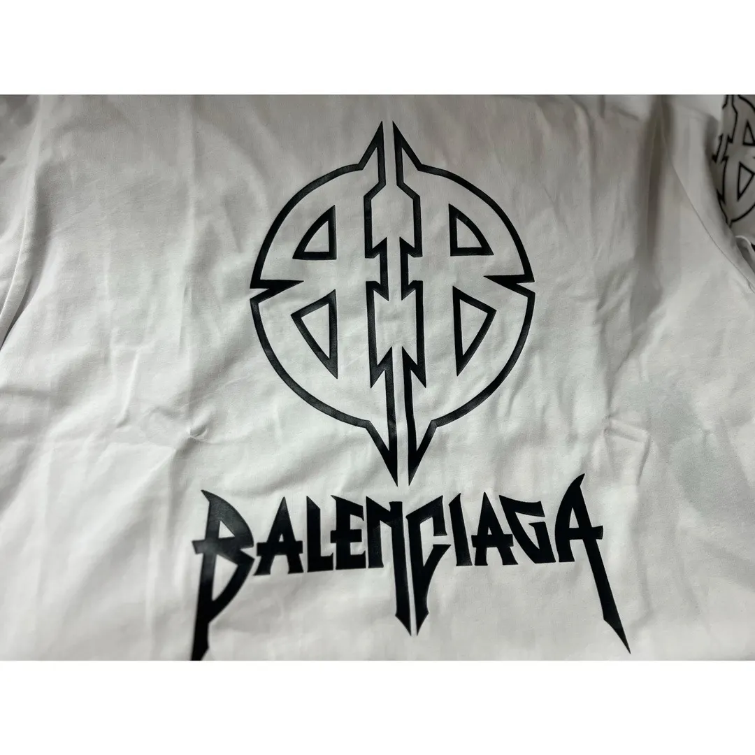 Balenciaga White Cotton Logo Short Sleeve T-Shirt Street