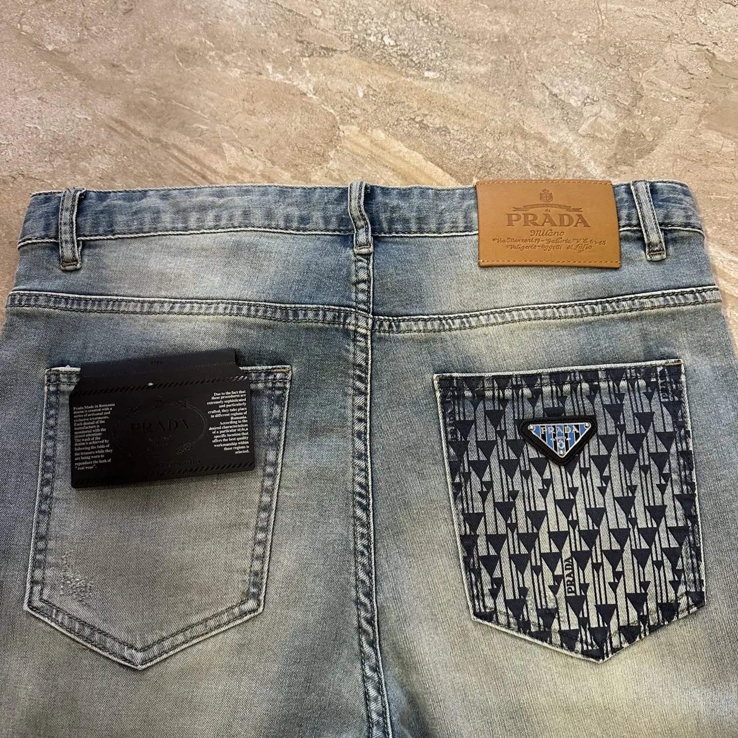 Prada 牛仔 三角标 字母 牛仔裤 休闲寬鬆 褲子