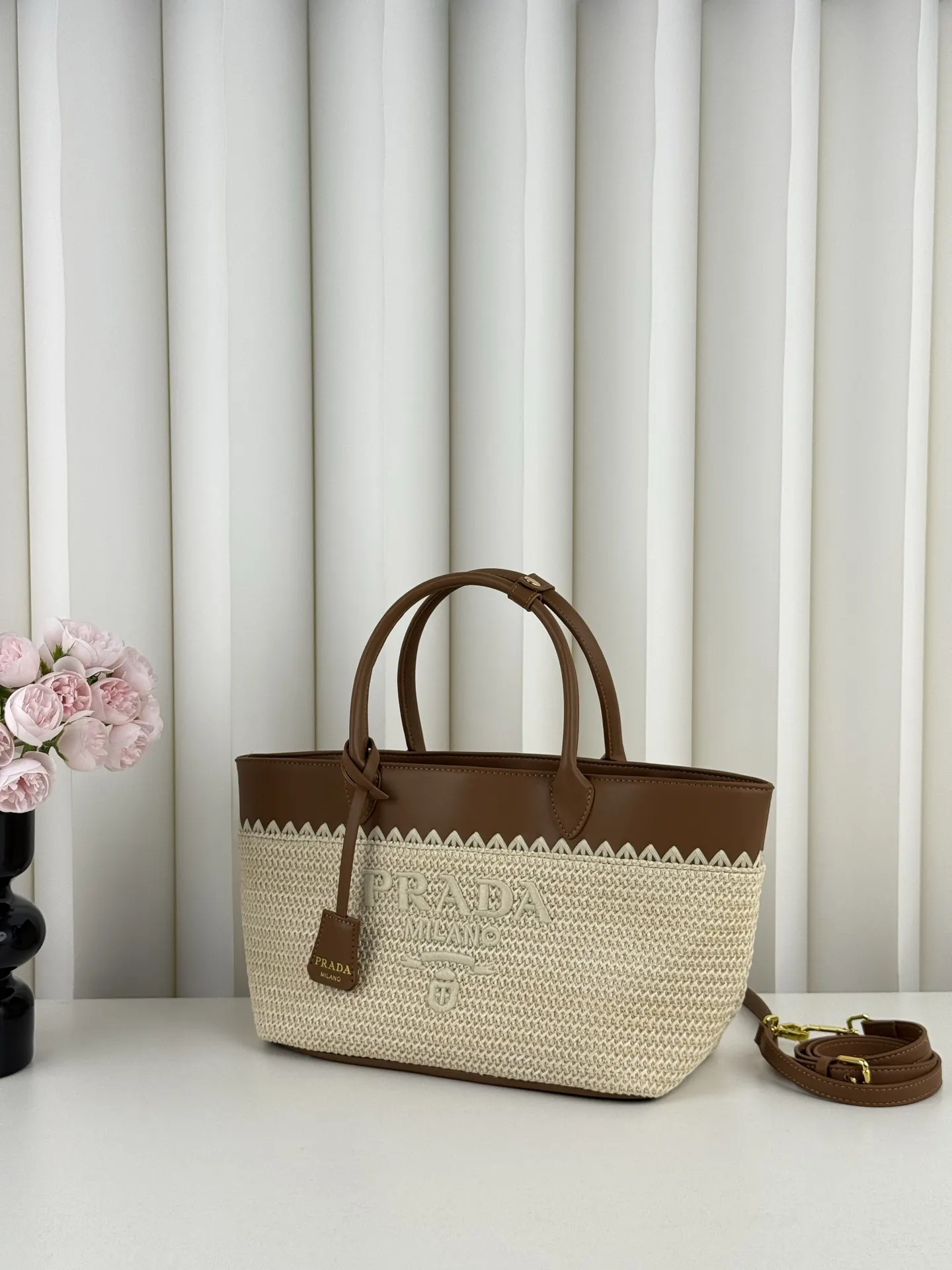Prada 米色 编织 托特包