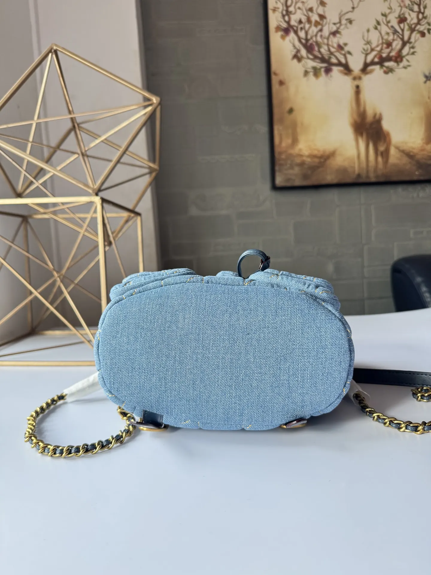 Coach 蓝色 牛仔 羊皮 双肩包 实用双肩款