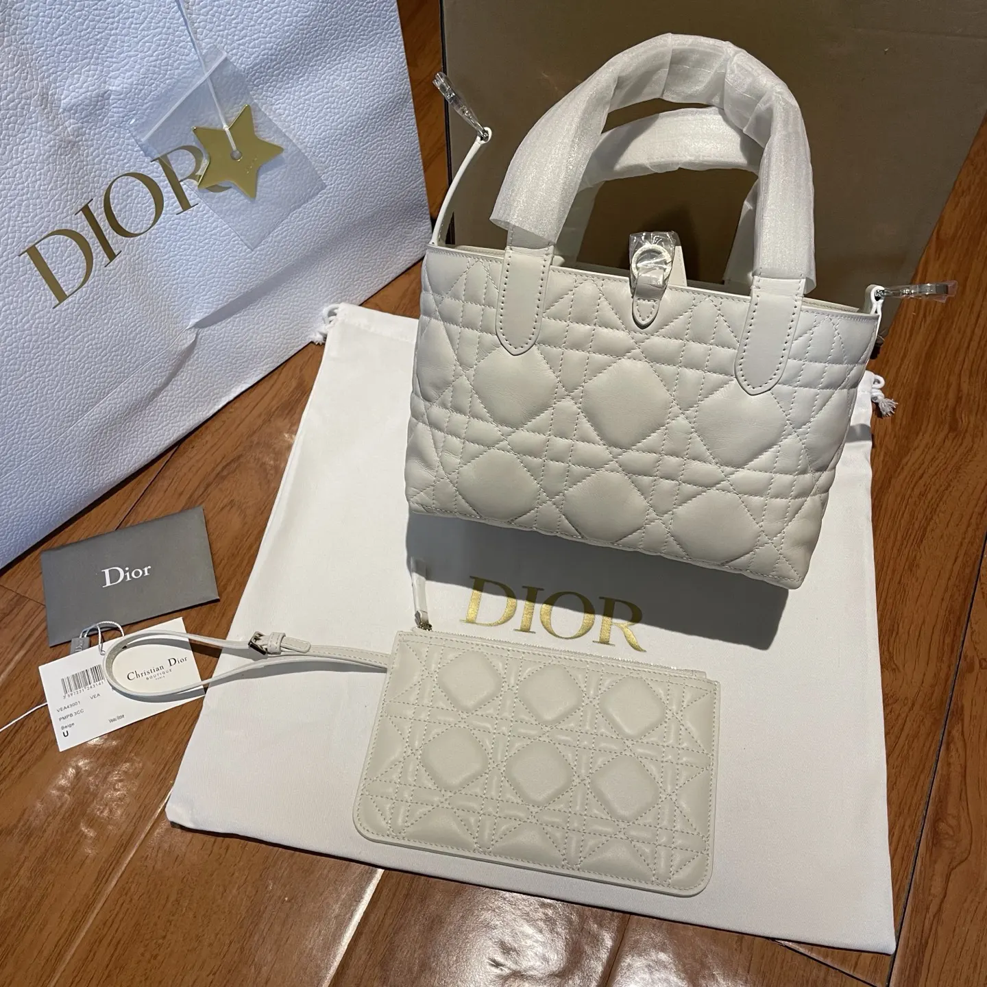 Dior 白色 奶白 牛皮 水桶包 休闲水桶款