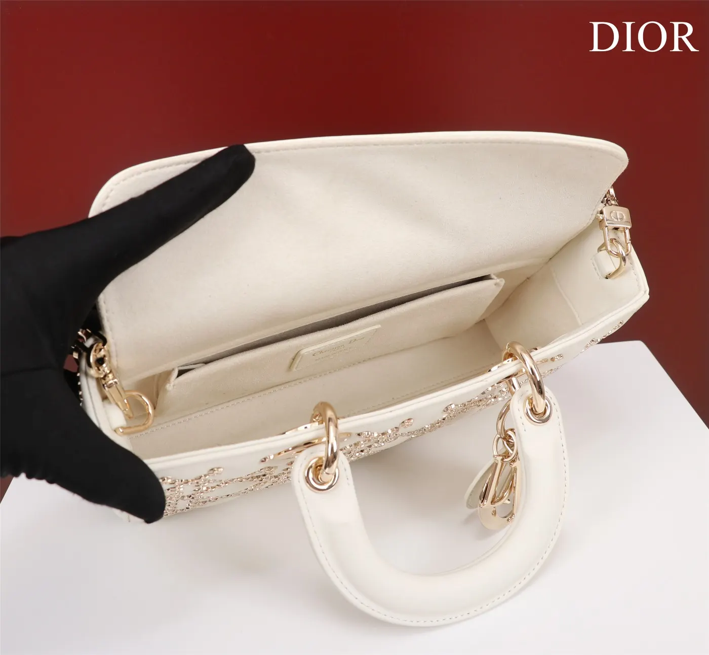 Dior 羊皮 进口 羊皮 纯手工戴妃包横版 手提包 通勤手提款