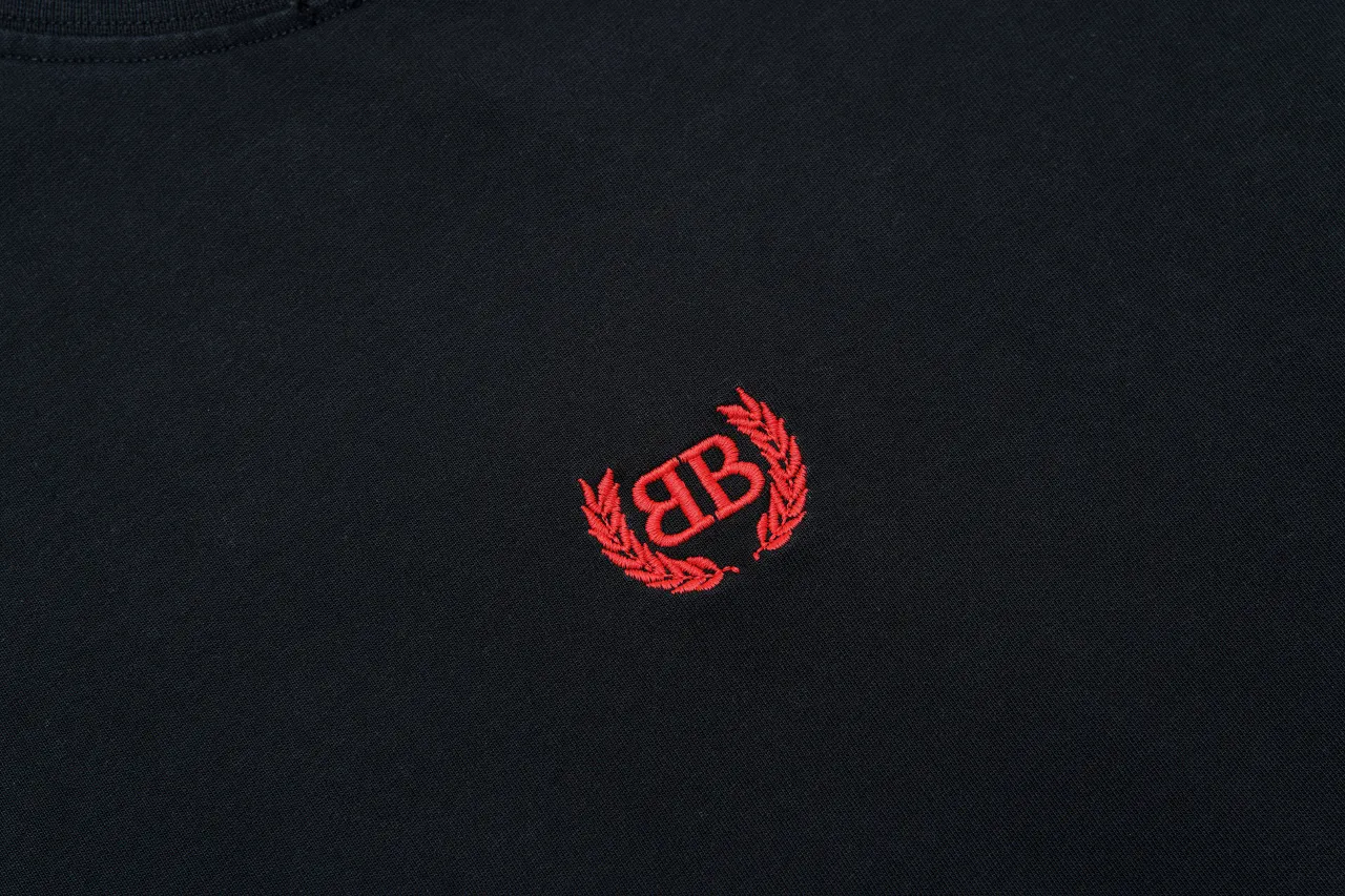 Balenciaga Black Letter Embroidery Short Sleeve T-Shirt Street