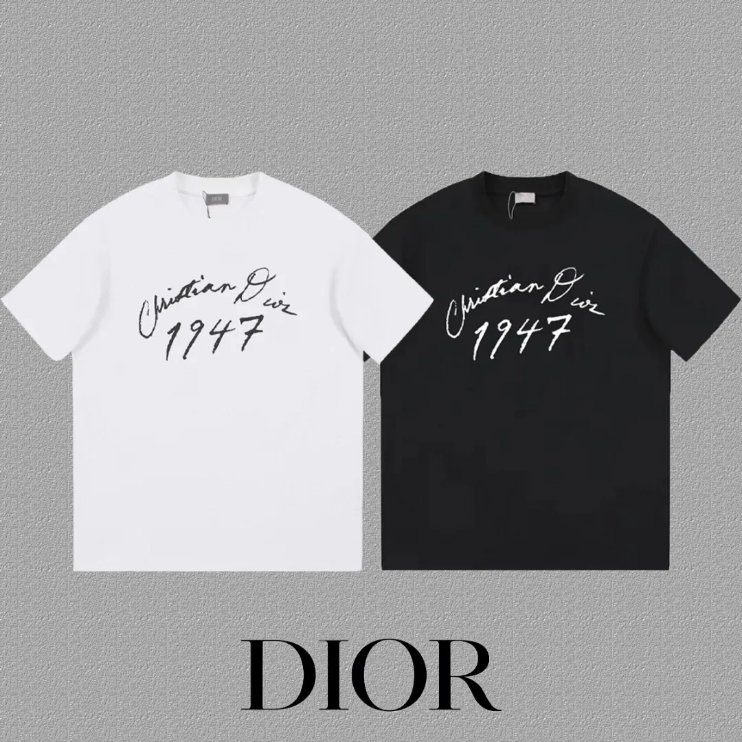 Dior 黑色手写字母短袖T恤 休閒