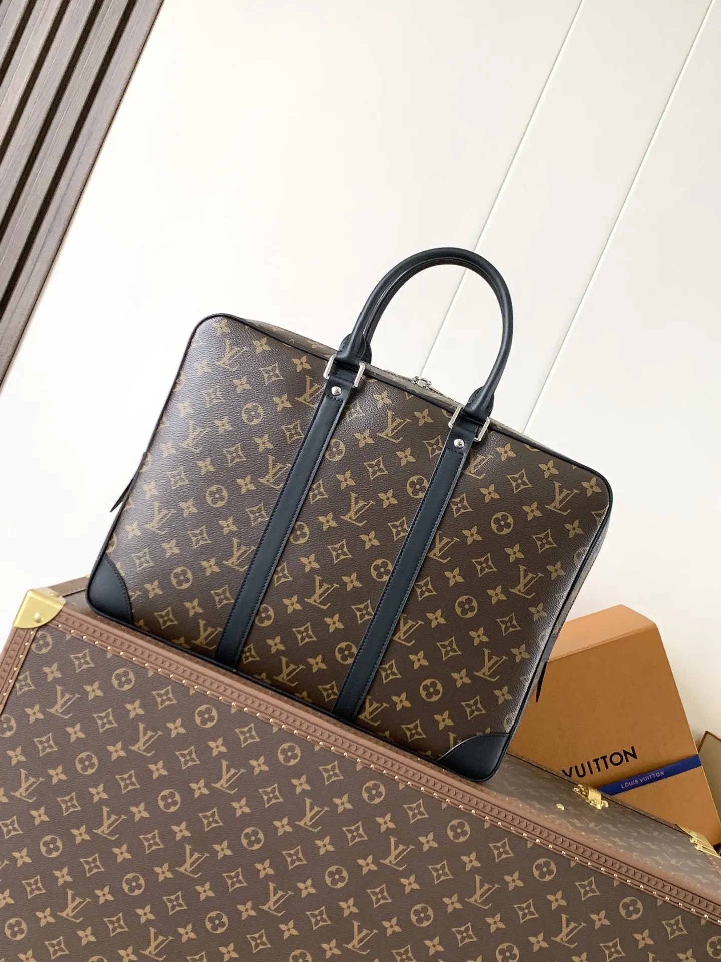 LV 老花 帆布 公文包 商務通勤款