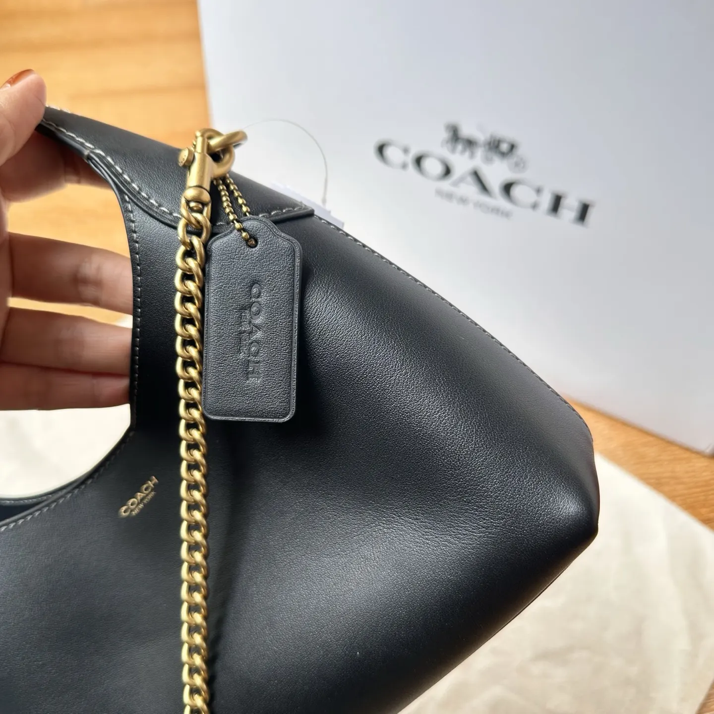 Black Hobo Shoulder Bag Vintage Leather