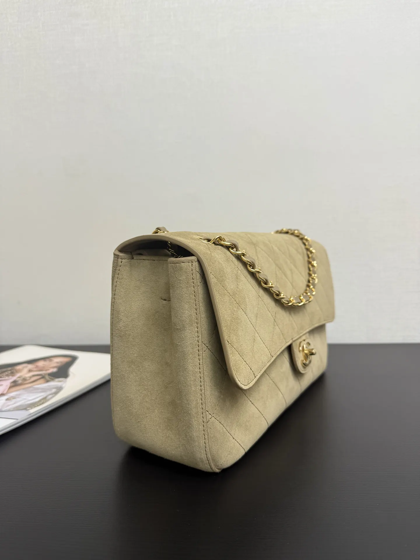 Beige Gold Chain Bag