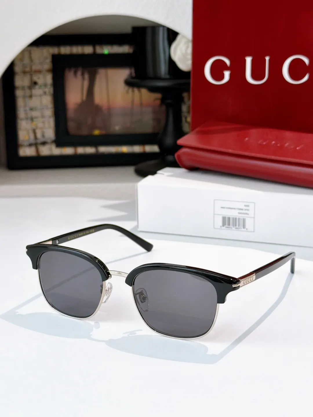 Gucci 方框太陽眼鏡 黑色 太陽鏡