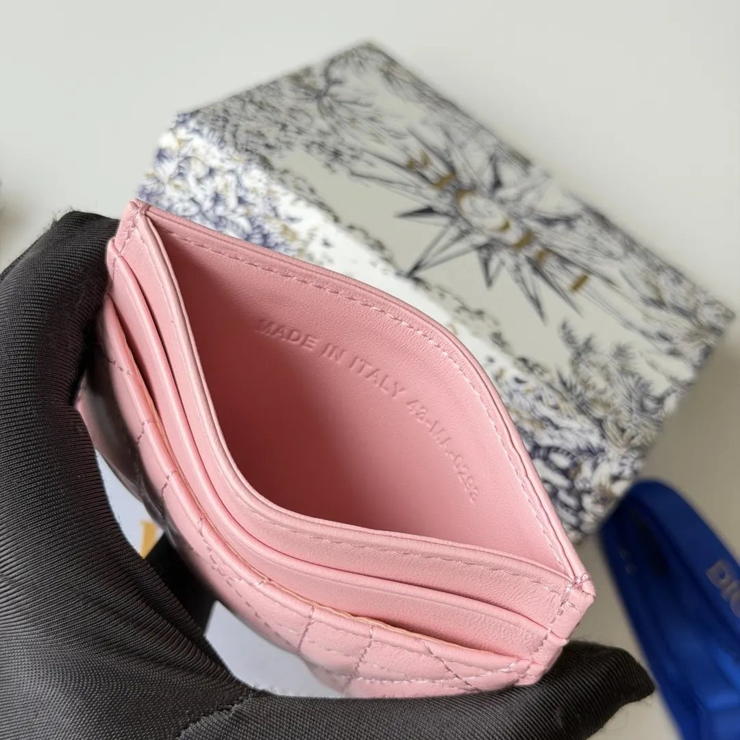 Dior 粉色 皮革 蝴蝶结 卡包