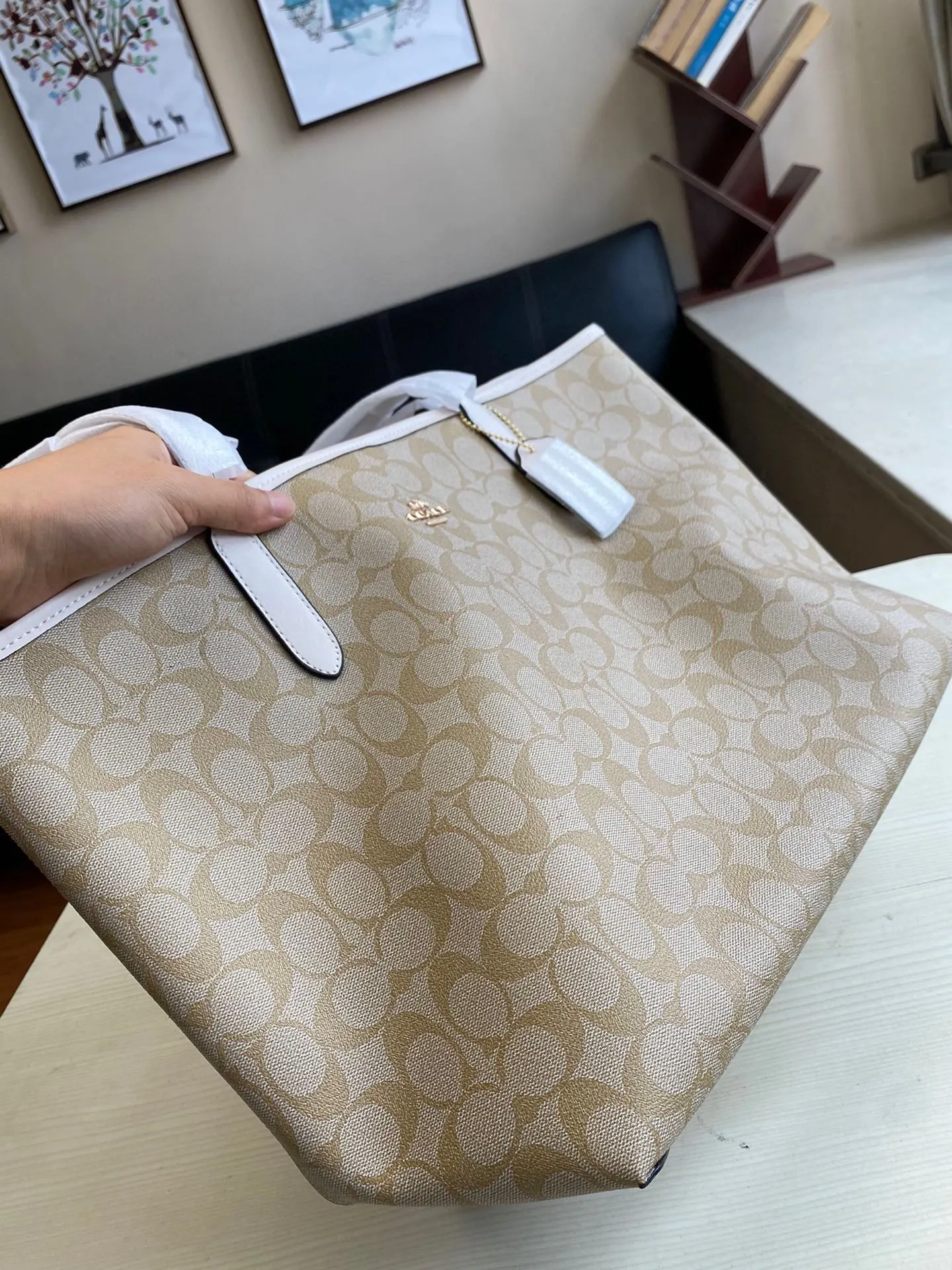 Coach 帆布 内置拉链袋 托特包 大容量托特款
