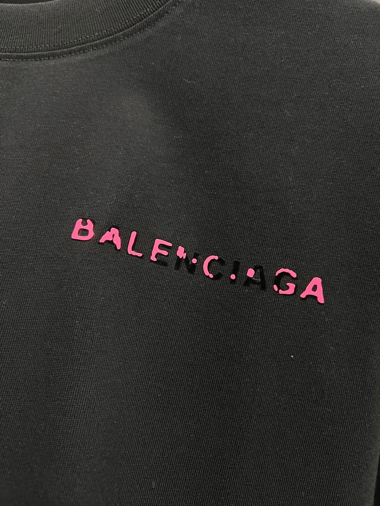 Balenciaga 黑色 Logo 短袖T恤 宽松休閒(數字7) Balenciaga 黑色 Logo 短袖T恤 宽松休閒(數字7)
