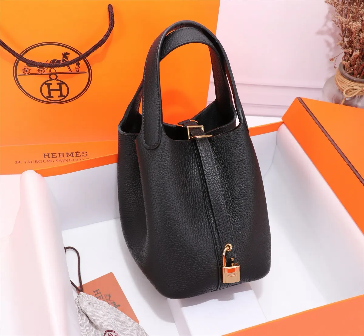 Hermès 黑色 水桶包