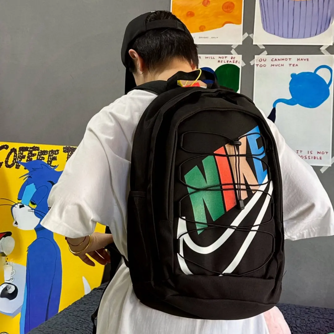 黑色 高 Nike耐克彩虹抽绳系列單肩包学生书包 日常單肩背款