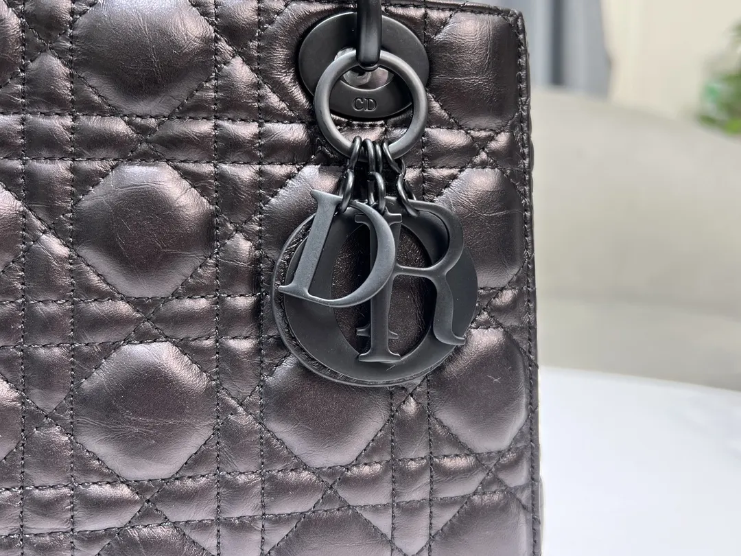 Dior 黑色 进口 油蜡皮戴妃包 四格 油蜡皮戴妃 收納包 旅行收納款