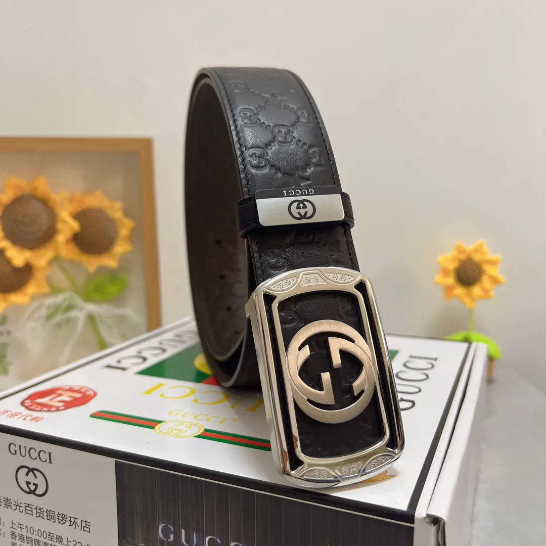 Gucci Double G 雙G扣牛皮腰帶
