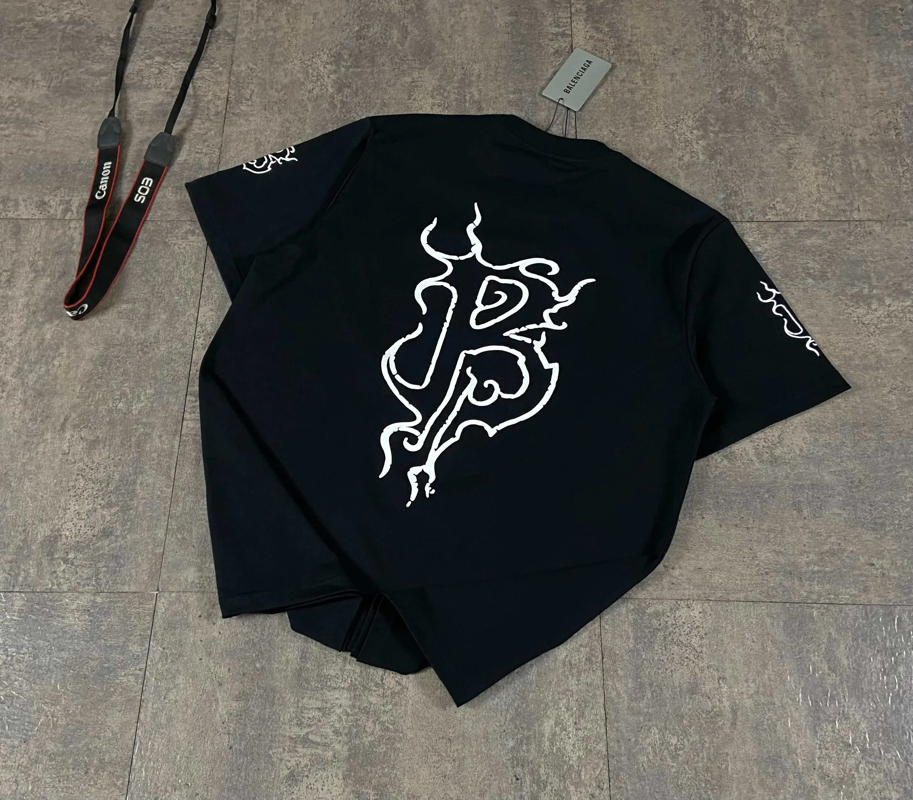 Balenciaga Black Cotton Short Sleeve T-Shirt Loose