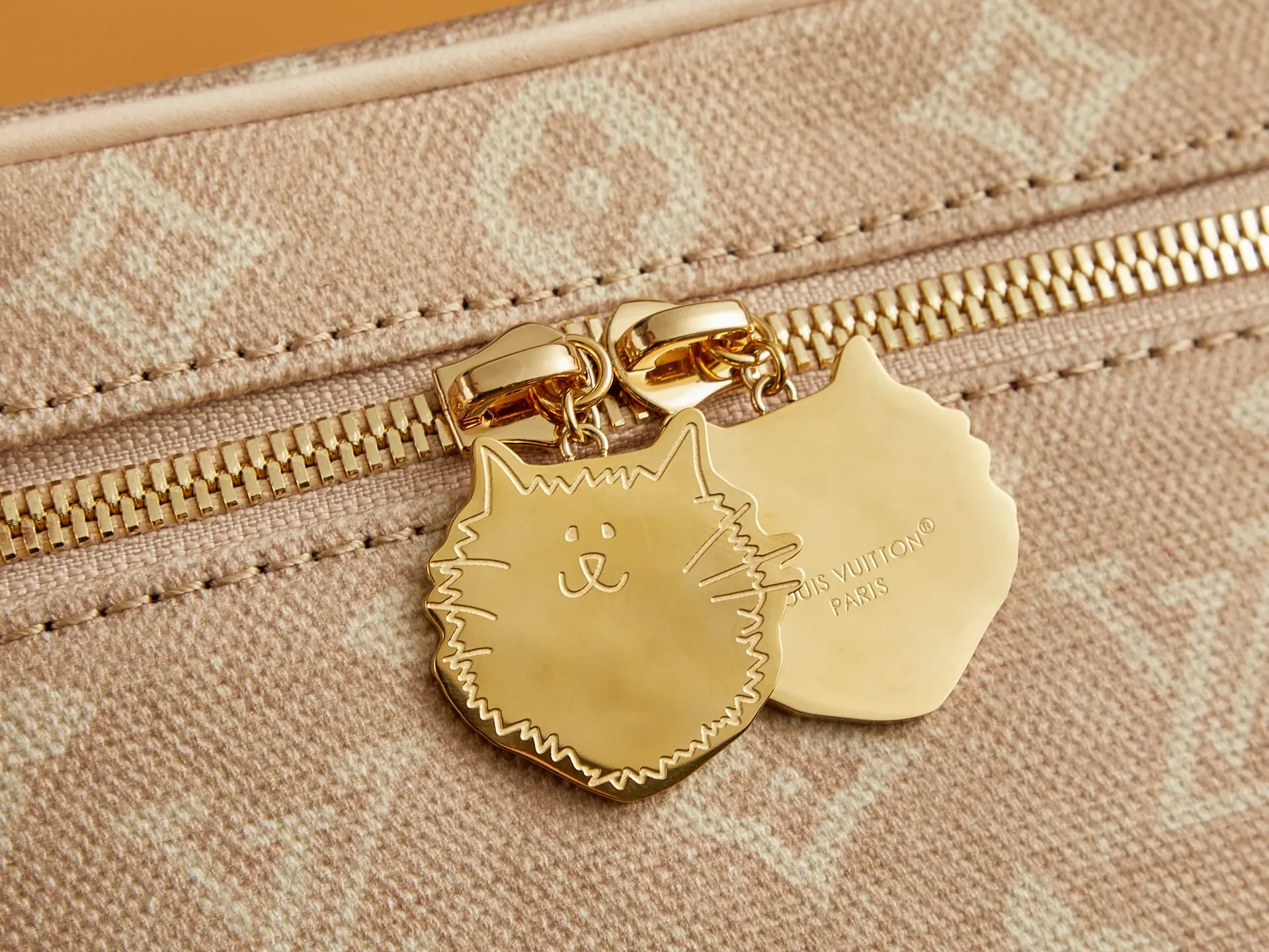 Louis Vuitton Gold Cosmetic Pouch Canvas